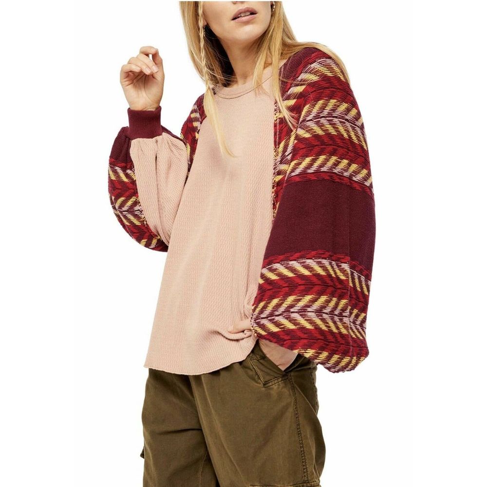 FREE PEOPLE Rainbow Batwing Beige Sweater Sz XS